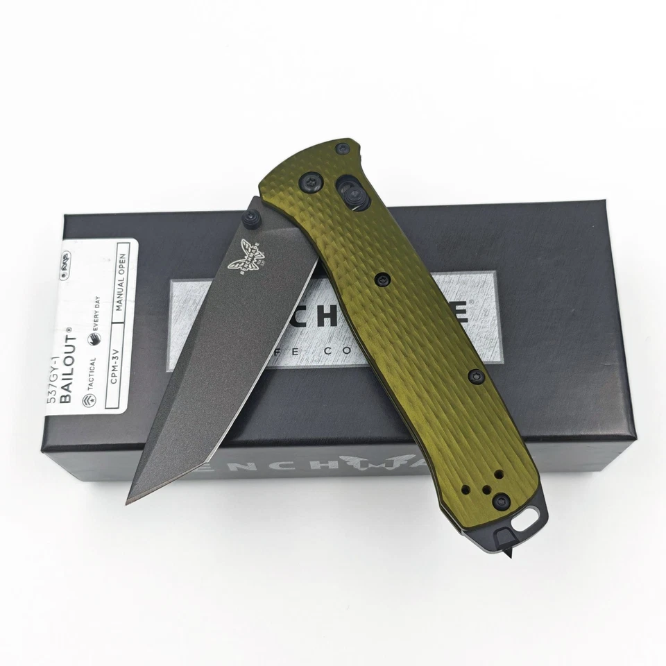 Cuchillo Plegable Benchmade 537GY-1 Rescate Woodland Mango Verde Eje Bloqueo Gota Foto 3 de 4
