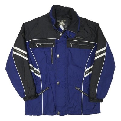 DESCENTE Damen Trackjacke Blau Schwarz XL Polyester-Mix Reißverschluss Winter