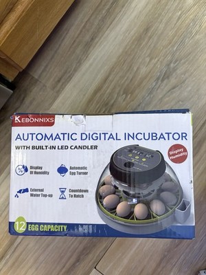 Kebonnixs Automatic Digital Egg Incubator, 12 Egg Capacity, LED Candler