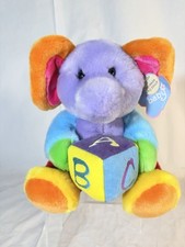 Vintage Aurora Elephant Baby Toy Stuffed Animal Sounds Work Colorblock