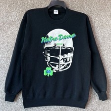 Vintage 90s NCAA Mens XL Notre Dame Fighting Irish Helmet Sweatshirt Black USA