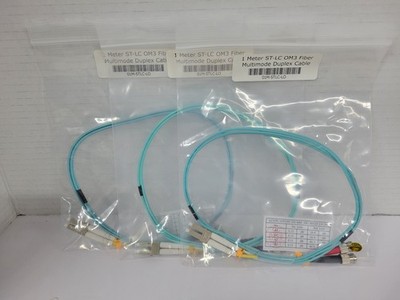 Lot of 3 ~~ 1 meter ST-LC Multimode Duplex OM3 50/125 Fiber Optic Patch Cable