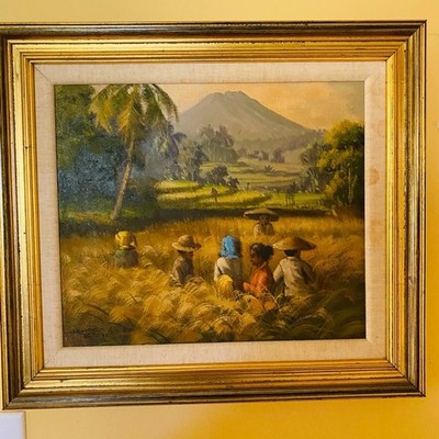 Framed Landscape Painting with Gold Frame 15  x 17 