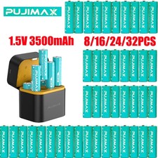 8/16/24/32PCS 1.5V 3400mWh AA Rechargeable Lithium Battery with Charger Box