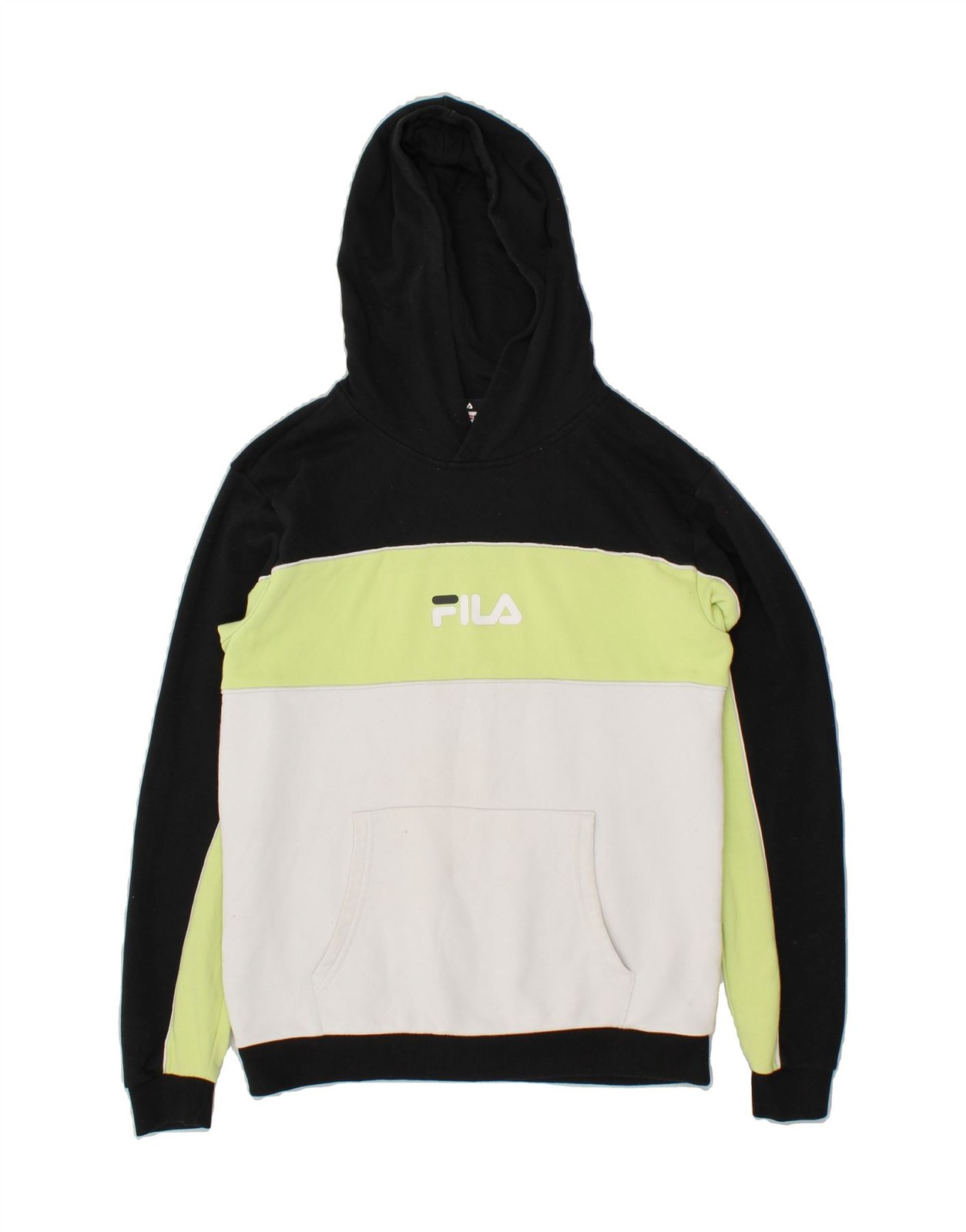 FILA Felpa con Cappuccio Ragazzo Maglione 15 16 Anni Nero Colourblock Cotone AN03