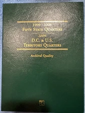 BU 1999 2008 “P” Complete 50 State Quarter Set Plus Territory New Album 58 Coins