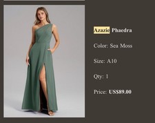 Azazie Phaedra Sleeveless Chiffon Bridesmaid Dress Sea Moss Size A10