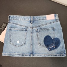 JUICY COUTURE HIGH WAISTED DENIM Blue MINI SKIRT Sz 3 NWT