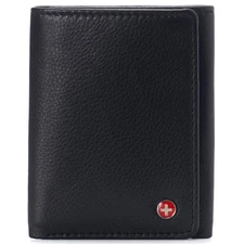 Alpine Swiss Men's Leon RFID Trifold Pocket Wallet – Genuine Leather Wallet for