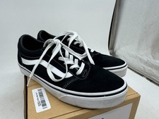 Vans Ward Athletic Skateboard Sneakers Women's Black White Canvas Low Top - 10