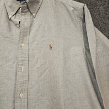 Ralph Lauren Yarmouth Flesh Pony Men  s 16.5 34/35 Gray Oxford Button Down Shirt