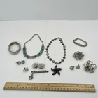 Vintage Lot Of Costume Jewelry Necklace Earrings Brooches Bracelets Rhinestones