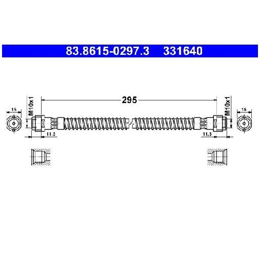 2X Bremsschlauch Hinten FüR Porsche Boxster 986 2.5 2.7 3.2 96 Bis 04 ATE Neu-image