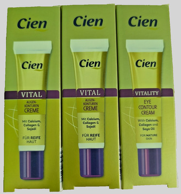 3x CIEN Augen-Konturen Creme Anti-Falten Q10 Mischkarton Hyaluron Vitamin