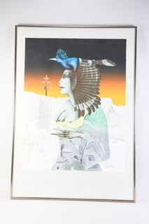 Q99D04 Paul Wunderlich (1927 2010) color lithograph 191/1000 Bird of Paradise sign