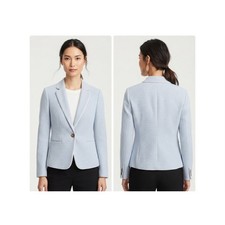 NWT Ann Taylor Light Blue Tweed Piping Women's Blazer US 8