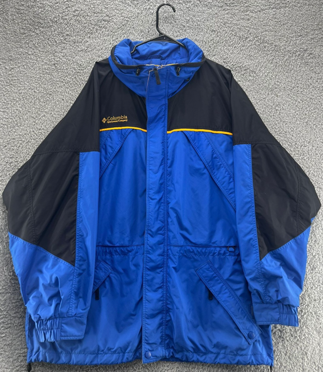 Vintage Columbia Sportswear Jacket XL Blue Black Yellow Trim Ski