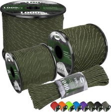 Paracord Reflective 4mm 1000lb, Rope, Parachute Cord, 50ft, Olive