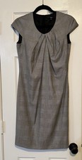 BOSS HUGO BOSS Wool Dress Black and White Glen Plaid Cap Sleeve US 4