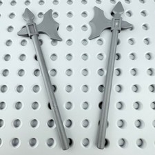 LEGO Minifigure Weapon Axe Halberd Elaborate Dark Bluish Gray Lot of 2 - Castle