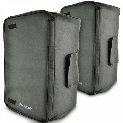 Pair of Citronic 15" Trapezoid Speaker Transport Padded Bag Case Cover