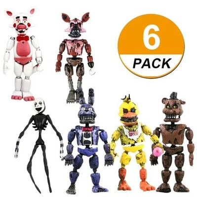 6PCS FNAF Five Nights At Freddy's Plush Bear 6" Action Figure Toys