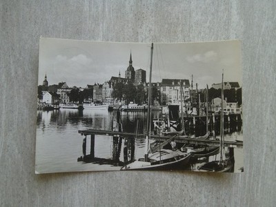 Postcard Stralsund Harbour Boat Ship Steamer Ferry Dock 1960