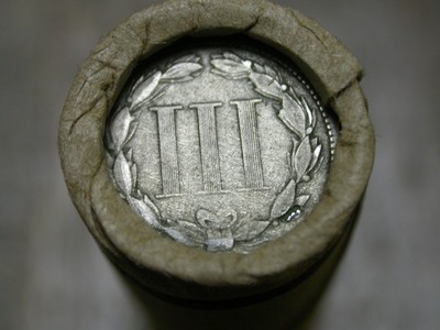 Old Estate Wheat Penny Roll W/Indian Head & 3 Cent Nickel ends-real US Cents C