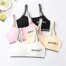 4 Pack Teenage Kids Girl Training Bra Cotton Breathable Sports Underwear Casual