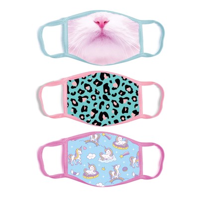 Girls' 3-Pack Kid Fashionable Protection, Reusable Fabric Age 3-7, Unicorn De...