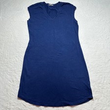 Sundry V-Neck T-Shirt Dress Casual Comfy Blue Made in USA Size 3 (Large, Sz 12)