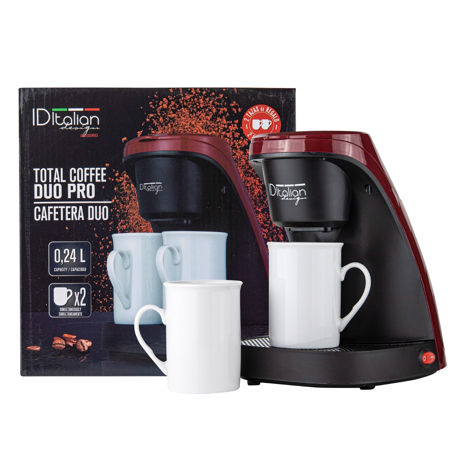 Macchina da caffè elettrica semiautomatica 0,24 L nera 2 tazze 450 W