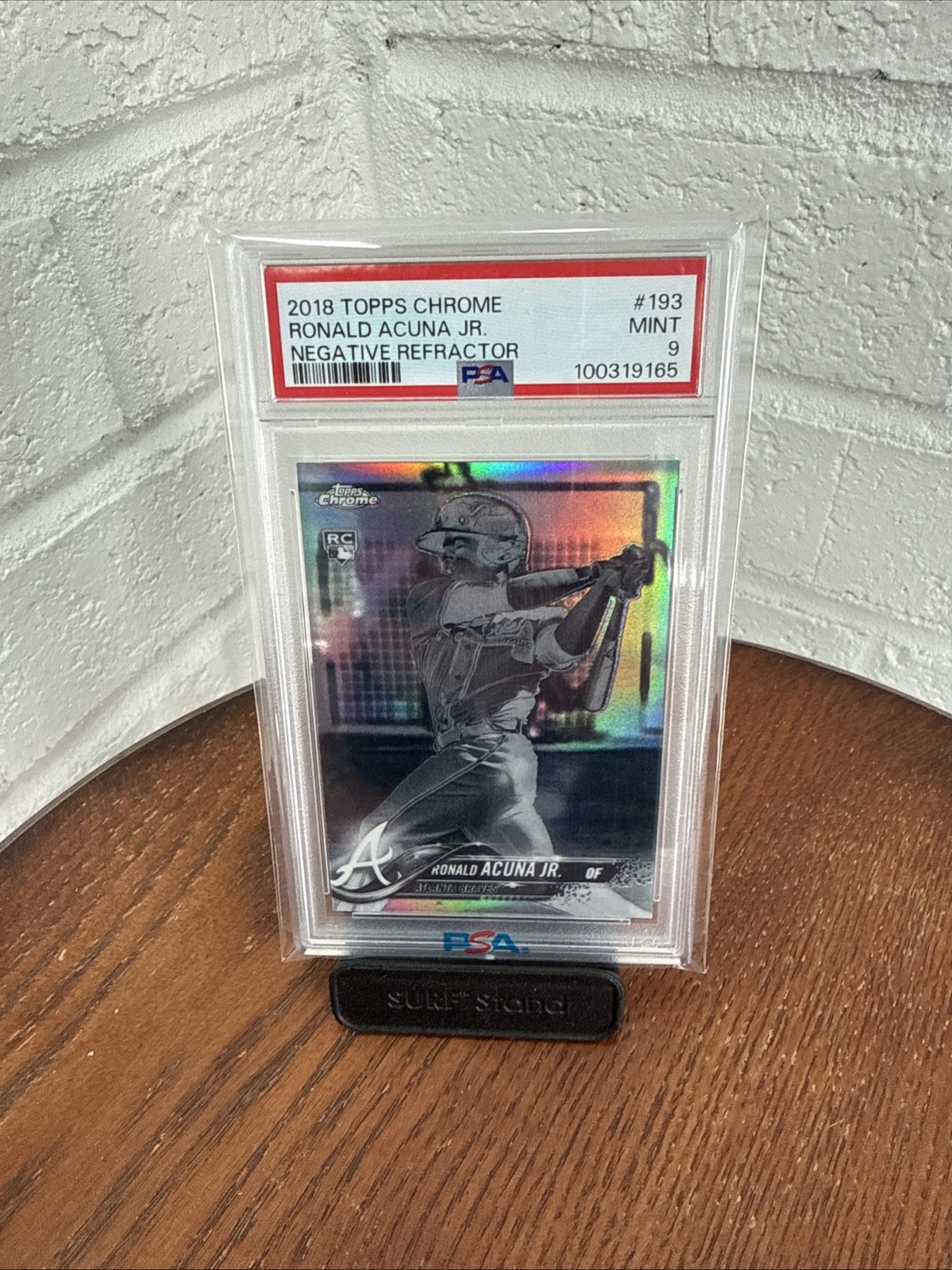 2018 Topps Chrome #193 RONALD ACUNA JR. Rookie RC Negative Refractor PSA 9 MINT