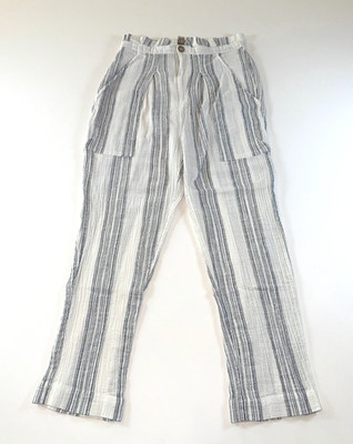 Free People Women's Black & White Trouser Pants Size XS Boho ''(Linen Like)'' EUC