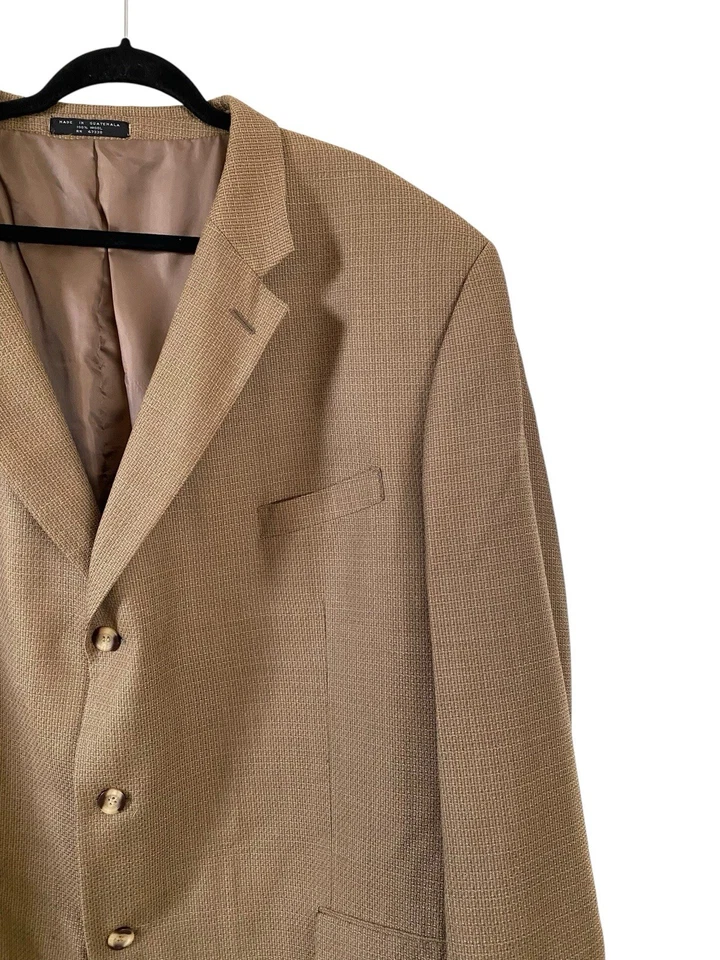 Blazer Jones New York Para Hombres Tostado 3 Botones Abrigo Deportivo Texturizado 56L Lana Carrera Foto 2 de 4