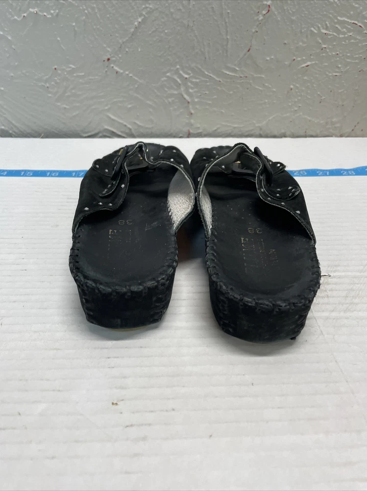 Sandalia La Plume Negra Gamuza Cuero Jen Estrás Hebilla Mujer’s EE. UU. 7,5 UE 38 Foto 4 de 4