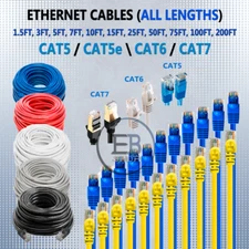 Ethernet Cable CAT5 CAT5e CAT6 CAT7 3ft 6ft 10ft 50ft 100ft RJ45 LAN lot Network