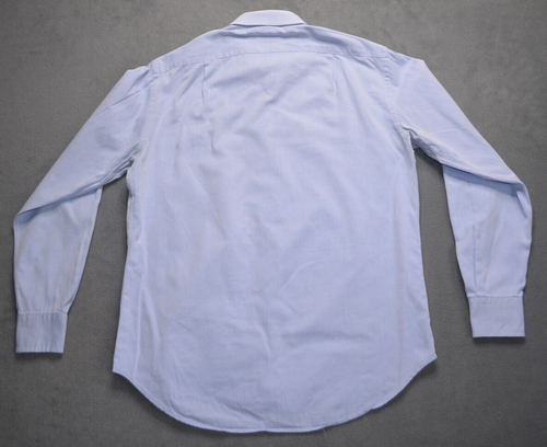 Barneys New York Button-Up Blue Dress Shirt 100% Cotton Size 16 Trim Long Italy - Picture 5 of 8