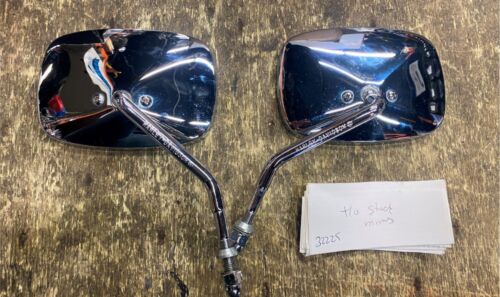 Factory Harley Rectangle Mirrors OEM Softail Sportster FXR Dyna Pair Stock chrom