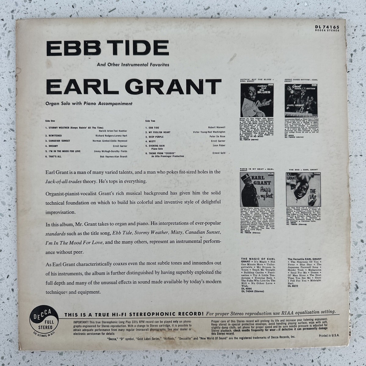 Earl Grant – Ebb Tide And Other Instrumental Favorites