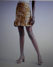 NWOT Ted Baker London Yellow Ariyel Ruched Mini Skirt w/Frill Hem 4 US/8-10