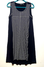 Nina Leonard Dress Womens S/M Blue White Stripes Sleeveless Pockets Cruise Wear