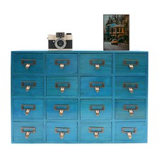 16 Drawers Apothecary Cabinet Library Card Catalog Cabinet Tabletop Vintage Apot
