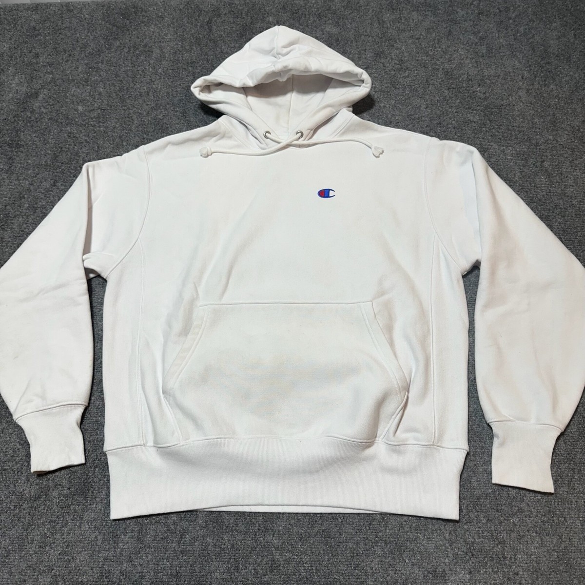 Champion Hoodie Mens Large White Cotton Blend Reverse Weave Champion Hoodie Mens Large White Cotton Blend Reverse Weave