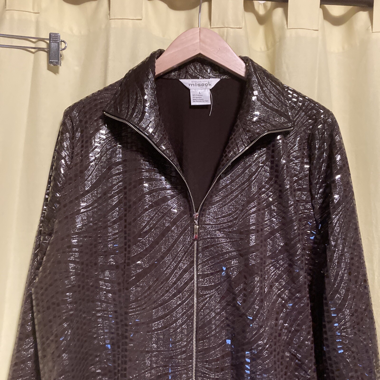 Exclusively Misook Brown Sequin Jacket Zip Front … - image 3