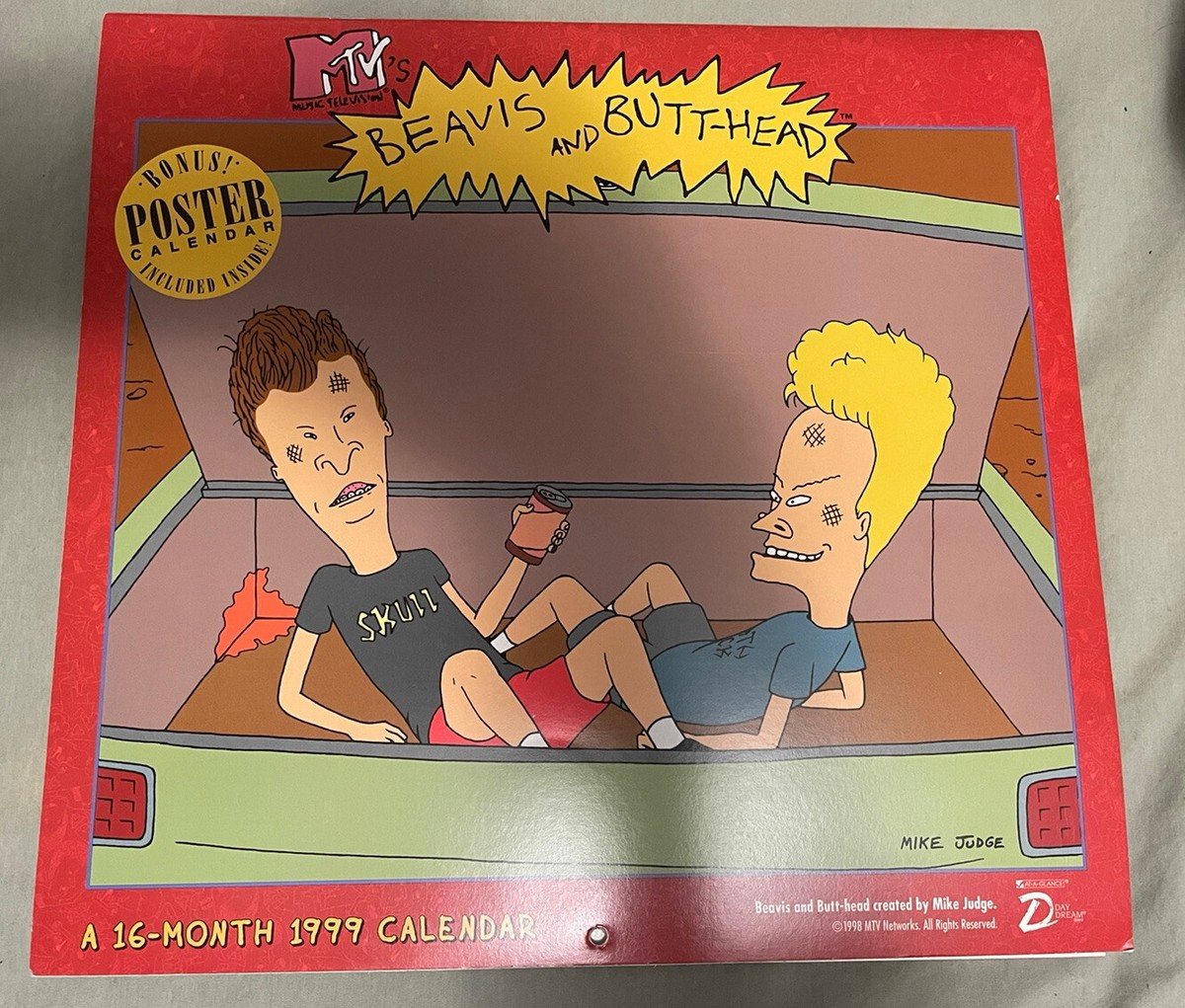 Rare MTV Beavis & Butthead 1999 16 Month Calendar (with