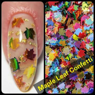 MAPLE LEAF NAIL CONFETTI~U CHOOSE~ Nail Acrylic Gel Body Face Festival Crafts