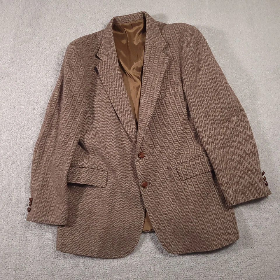 Chaqueta Blazer Abrigo Deportivo De Colección Levi Strauss 44R Marrón 100% Lana Espiga Foto 2 de 4