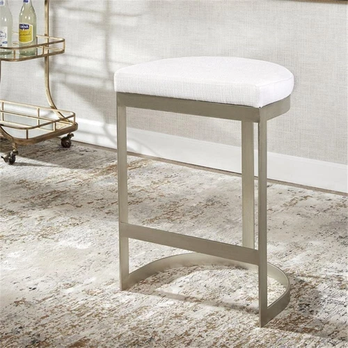 Uttermost Ivanna 26" Contemporary Metal and MDF Backless Counter Stool in Silver - Picture 2 of 10