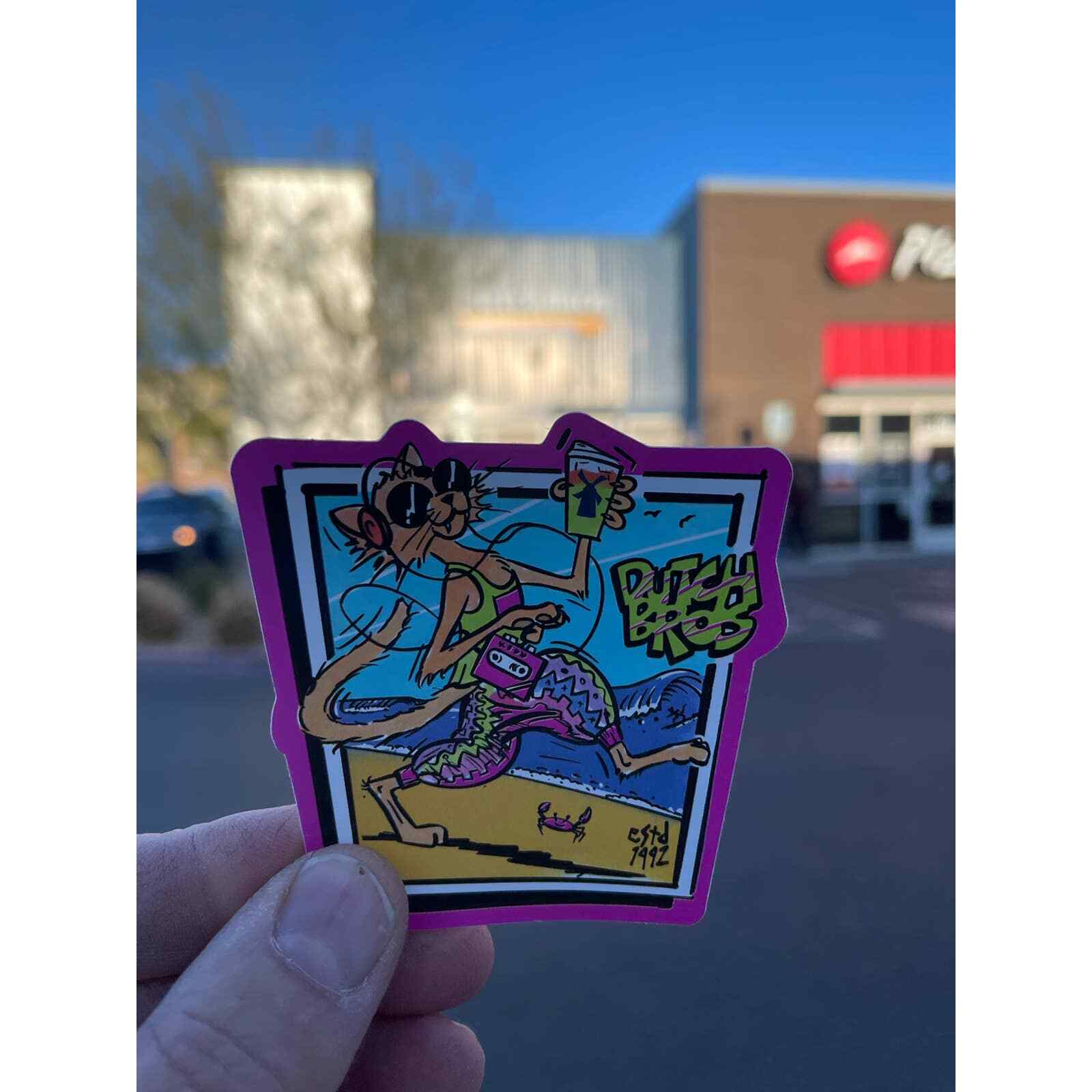 One Dutch Bros cool cat swifty sticker drop April 2023 beach wave crab